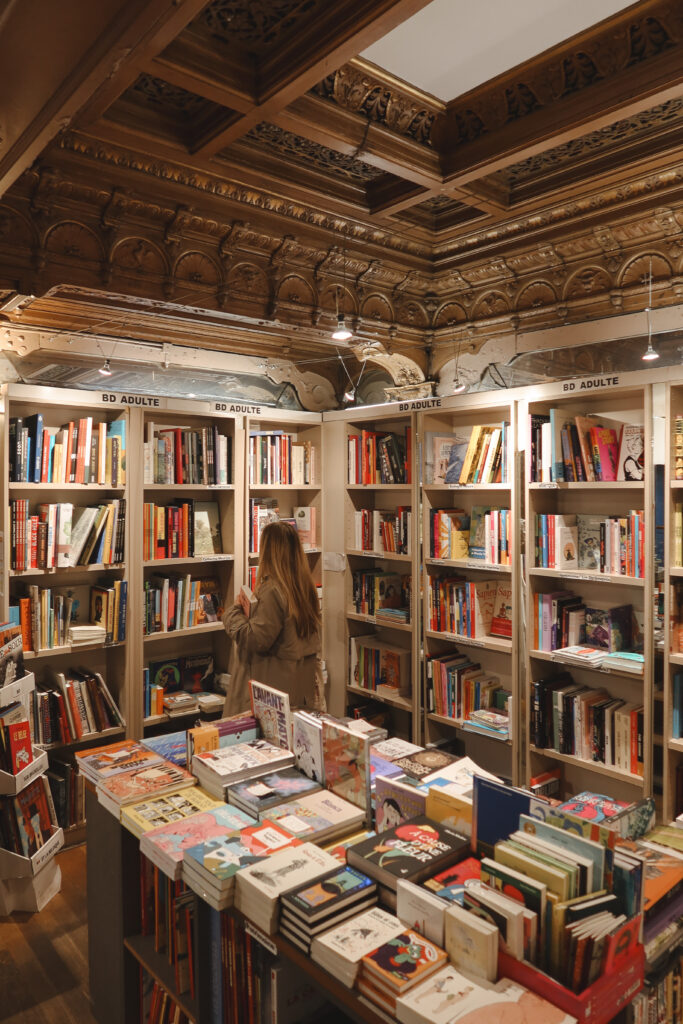 Elegant interior of Tropismes bookshop in Brussels