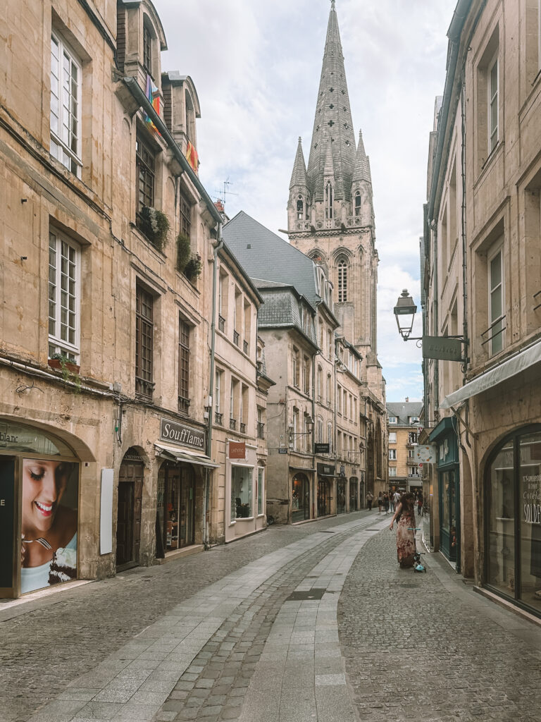 Independent shops in Caen city center in Normandy