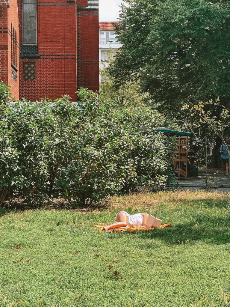 Reading habits in the park on a quiet afternoon