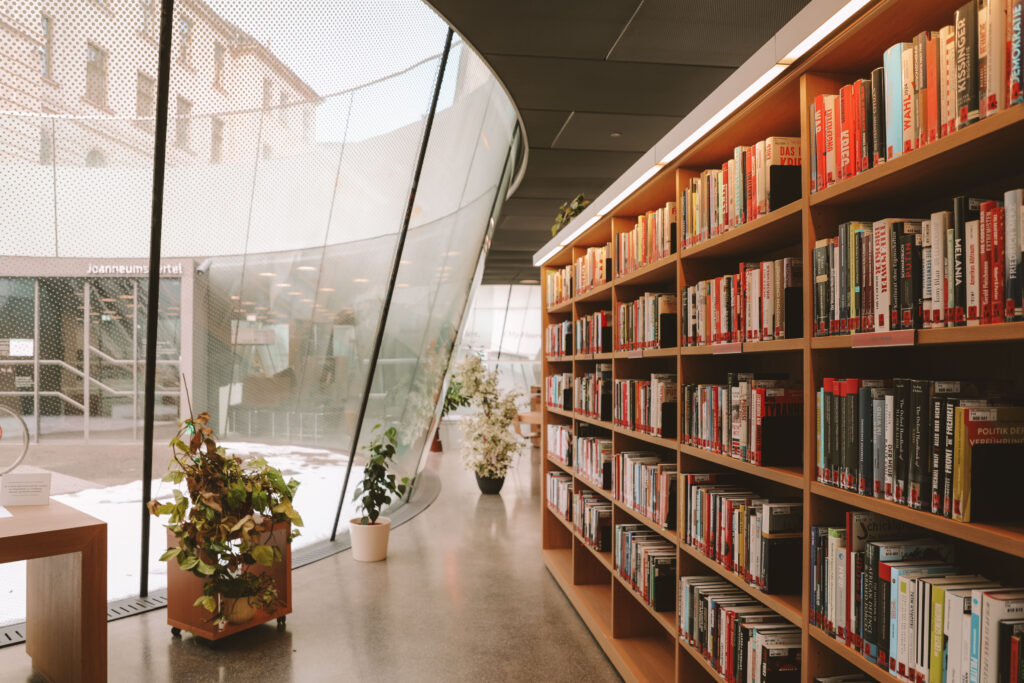 reading spaces inside Steiermärkische Landesbibliothek, literary Graz