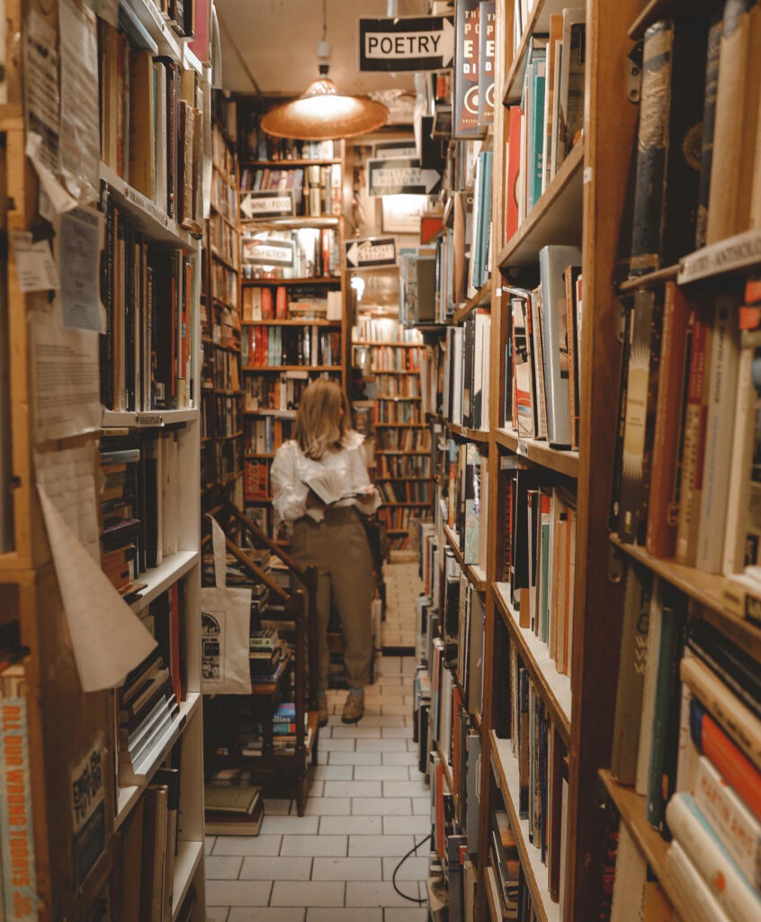 used books bookshop with high bookshelves