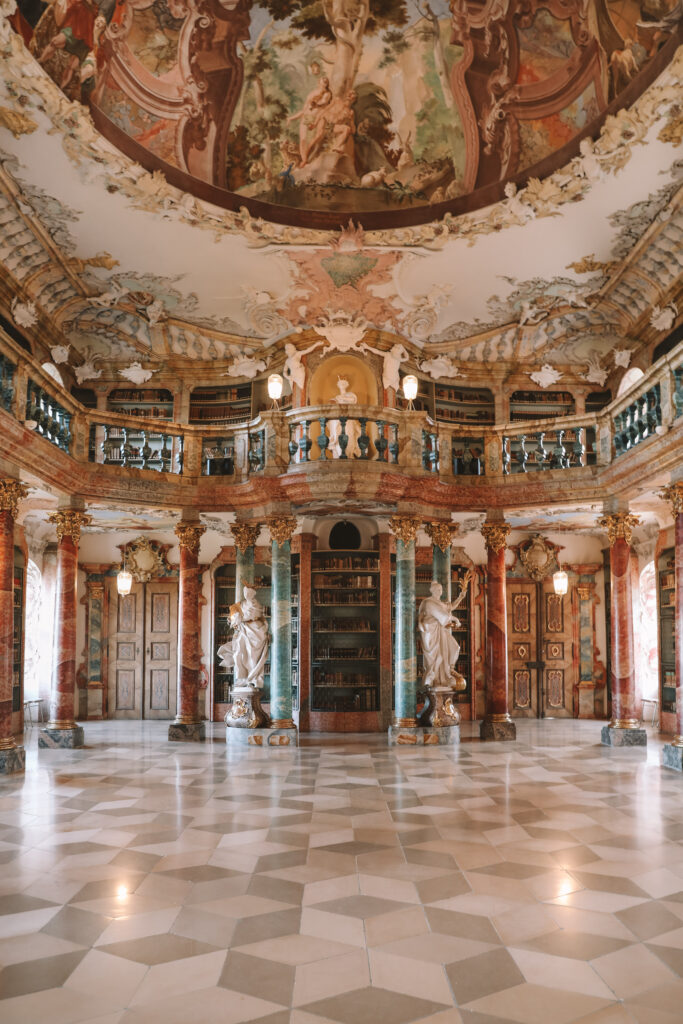 Wiblingen Abbey Library Ulm baroque pastel interior