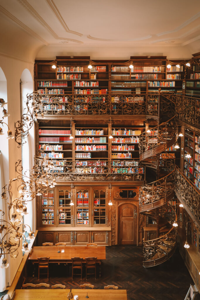 Munich Law Library wooden shelves historic interior