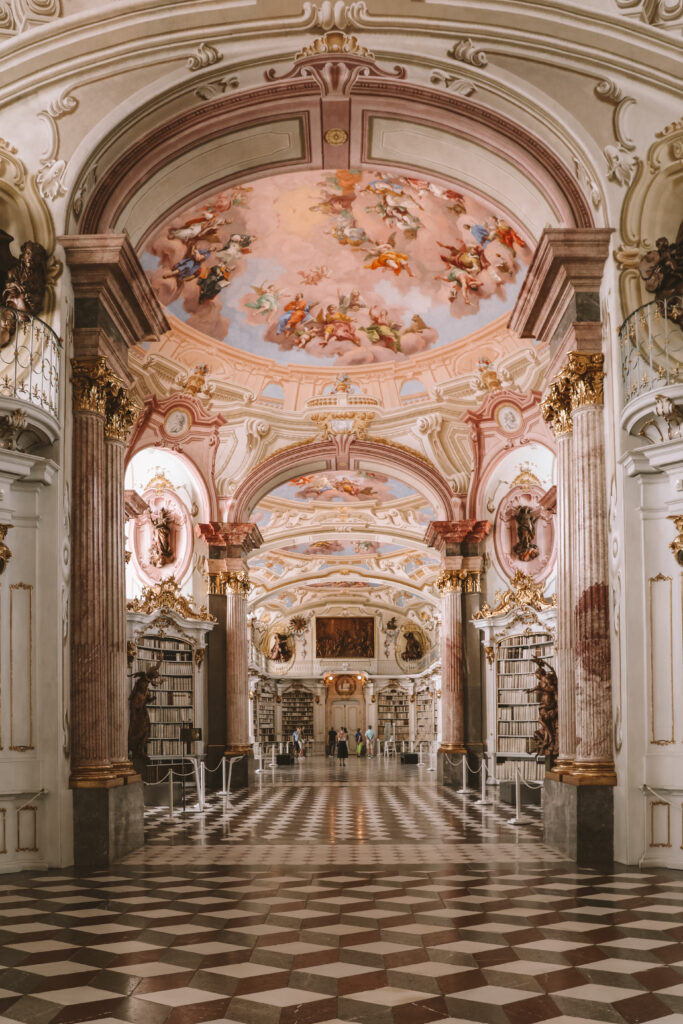 Admont Abbey Library baroque interior Austria ceiling frescoes