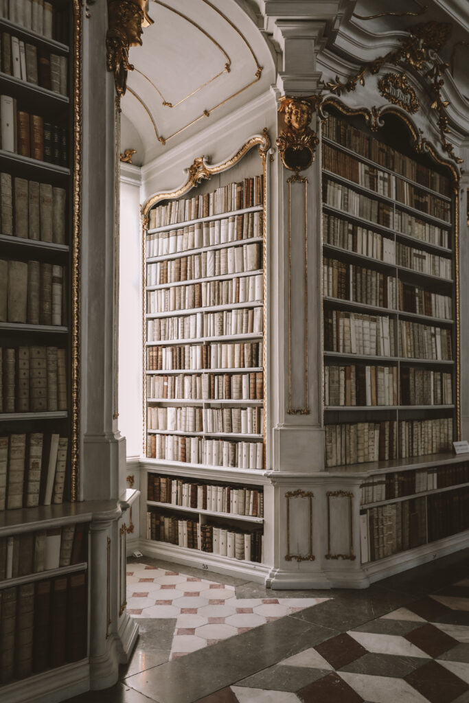 Admont Abbey Library long hall white gold decoration