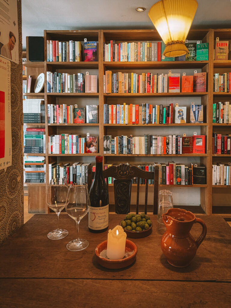 Books at Løve's Bog- og Vincafé in central Aarhus