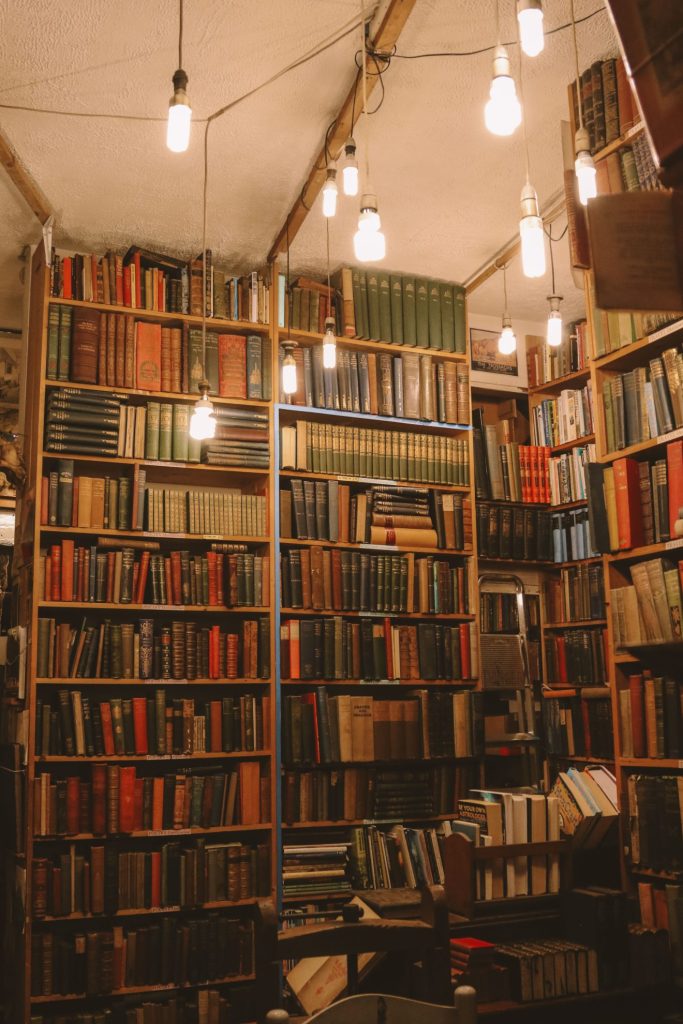 Bookshelves inside Armchair Books in Edinburgh