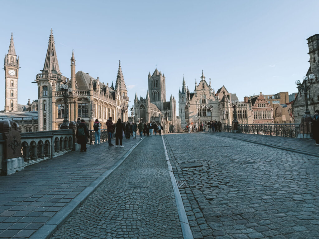 Historic centre of Ghent during an autumn city walk