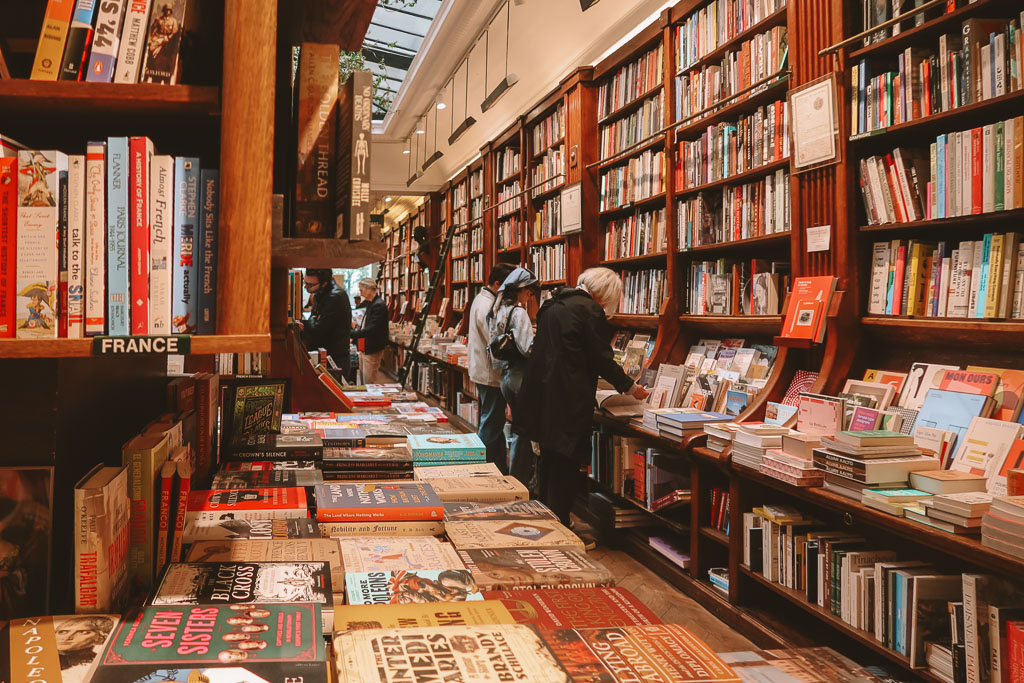 Interior of Galignani bookshop in Paris